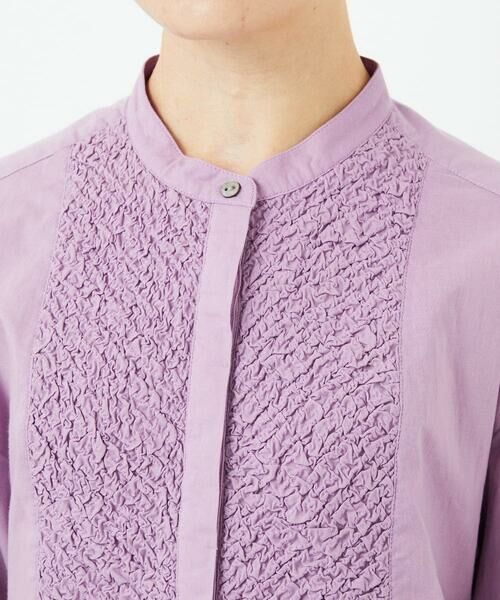 Maison de CINQ / メゾン ドゥ サンク シャツ・ブラウス | バンドカラーシャーリングコットン7分袖ブラウス | 詳細8