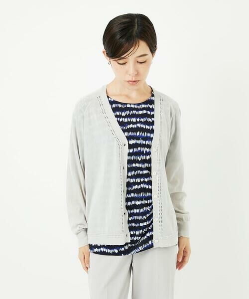 Maison de CINQ/メゾン ドゥ サンク アイレットシアーニットカーディガン ライトグレー S