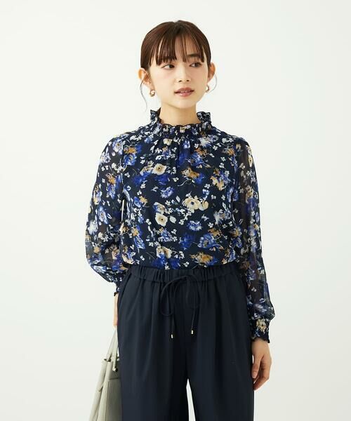 Maison de CINQ / メゾン ドゥ サンク シャツ・ブラウス | 【小さいサイズ】クラシックフラワープリント シフォンブラウス/洗濯機で洗える | 詳細3