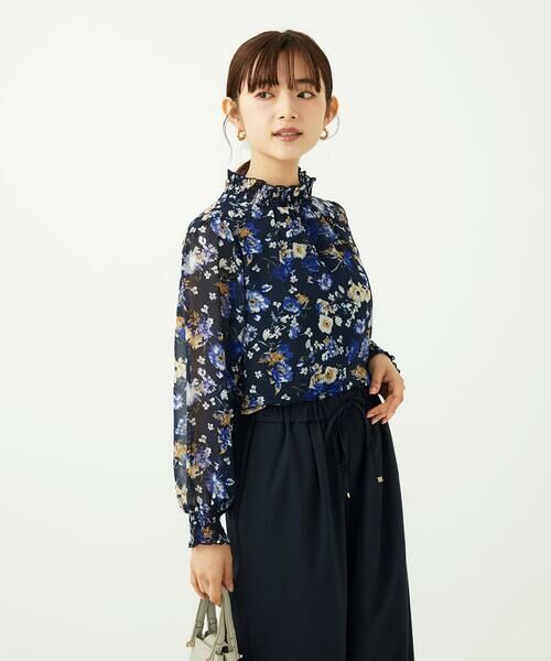 Maison de CINQ / メゾン ドゥ サンク シャツ・ブラウス | 【小さいサイズ】クラシックフラワープリント シフォンブラウス/洗濯機で洗える | 詳細5