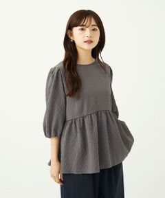 Maison de CINQ / メゾン ドゥ サンク シャツ・ブラウス | 【小さいサイズ】エンボス加工ペプラムブラウス/洗える