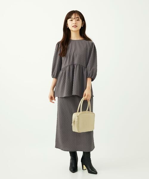 Maison de CINQ / メゾン ドゥ サンク シャツ・ブラウス | 【小さいサイズ】エンボス加工ペプラムブラウス/洗える | 詳細12