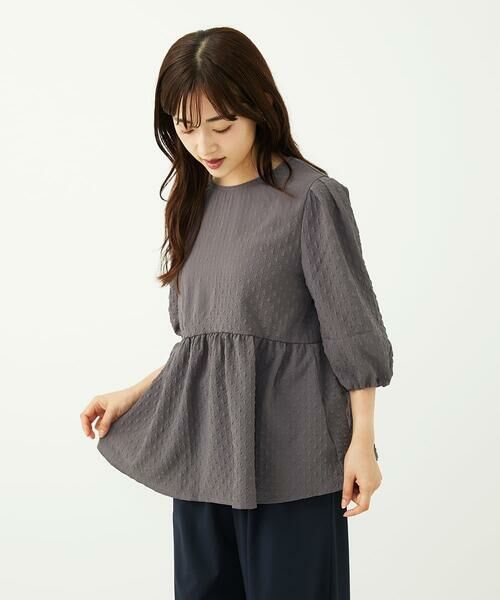 Maison de CINQ / メゾン ドゥ サンク シャツ・ブラウス | 【小さいサイズ】エンボス加工ペプラムブラウス/洗える | 詳細13