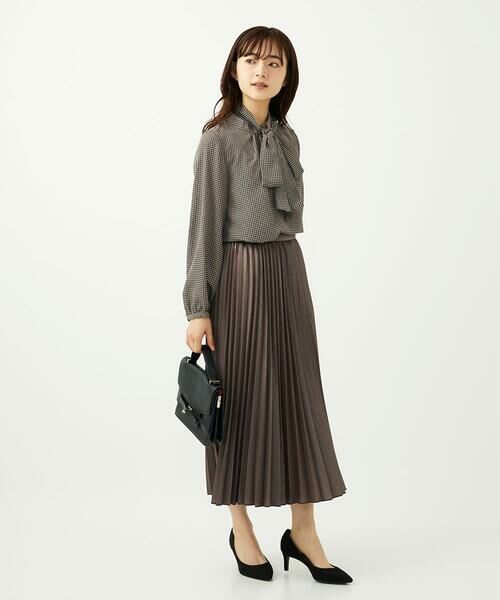 Maison de CINQ / メゾン ドゥ サンク シャツ・ブラウス | 【小さいサイズ】ボウタイ付き千鳥柄プリントブラウス/洗濯機で洗える | 詳細18