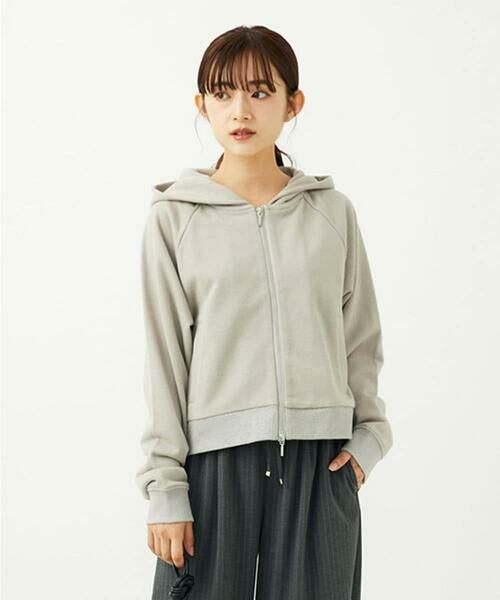 Maison de CINQ/メゾン ドゥ サンク 【小さいサイズ】ラメ裏毛スウェットダブルジップパーカー/洗濯機で洗える ベージュ S