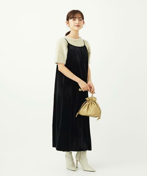 Maison de CINQ / メゾン ドゥ サンク ロング・マキシ丈ワンピース | 【小さいサイズ】スノーベロア ショルダーストラップワンピース/洗える | 詳細1