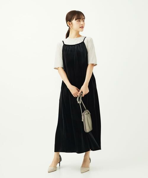 Maison de CINQ / メゾン ドゥ サンク ロング・マキシ丈ワンピース | 【小さいサイズ】スノーベロア ショルダーストラップワンピース/洗える | 詳細14