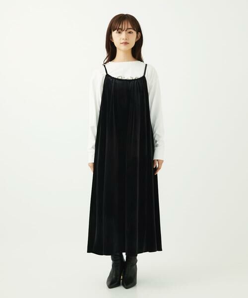 Maison de CINQ / メゾン ドゥ サンク ロング・マキシ丈ワンピース | 【小さいサイズ】スノーベロア ショルダーストラップワンピース/洗える | 詳細5