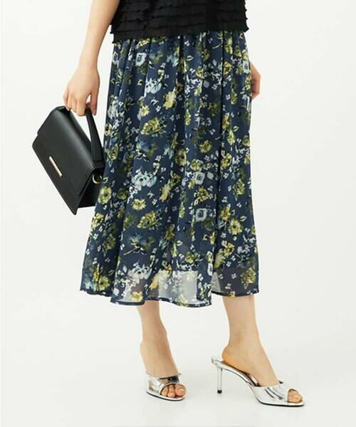 Maison de CINQ / メゾン ドゥ サンク ロング・マキシ丈スカート | 【小さいサイズ】クラシックフラワープリント シフォンスカート/丈の長さが選べる/洗濯機で洗える/セットアップ対応 | 詳細12