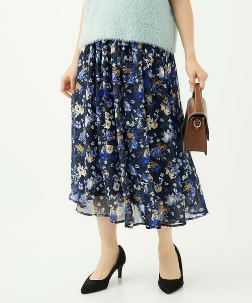 Maison de CINQ / メゾン ドゥ サンク ロング・マキシ丈スカート | 【小さいサイズ】クラシックフラワープリント シフォンスカート/丈の長さが選べる/洗濯機で洗える/セットアップ対応 | 詳細14