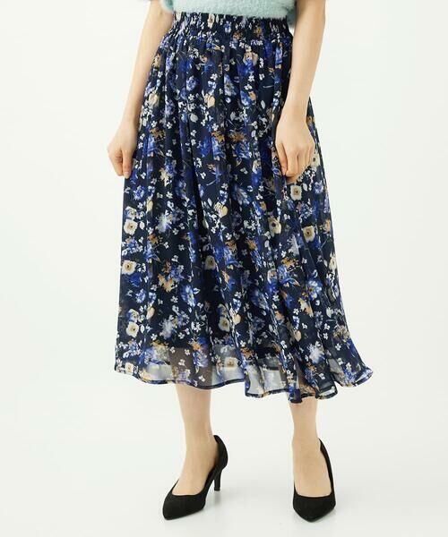 Maison de CINQ / メゾン ドゥ サンク ロング・マキシ丈スカート | 【小さいサイズ】クラシックフラワープリント シフォンスカート/丈の長さが選べる/洗濯機で洗える/セットアップ対応 | 詳細15