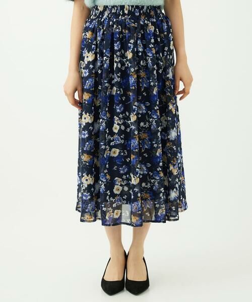 Maison de CINQ / メゾン ドゥ サンク ロング・マキシ丈スカート | 【小さいサイズ】クラシックフラワープリント シフォンスカート/丈の長さが選べる/洗濯機で洗える/セットアップ対応 | 詳細16