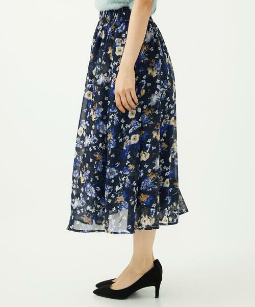 Maison de CINQ / メゾン ドゥ サンク ロング・マキシ丈スカート | 【小さいサイズ】クラシックフラワープリント シフォンスカート/丈の長さが選べる/洗濯機で洗える/セットアップ対応 | 詳細17
