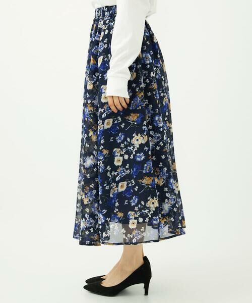 Maison de CINQ / メゾン ドゥ サンク ロング・マキシ丈スカート | 【小さいサイズ】クラシックフラワープリント シフォンスカート/丈の長さが選べる/洗濯機で洗える/セットアップ対応 | 詳細4