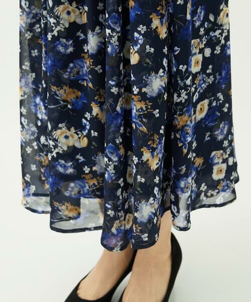 Maison de CINQ / メゾン ドゥ サンク ロング・マキシ丈スカート | 【小さいサイズ】クラシックフラワープリント シフォンスカート/丈の長さが選べる/洗濯機で洗える/セットアップ対応 | 詳細9