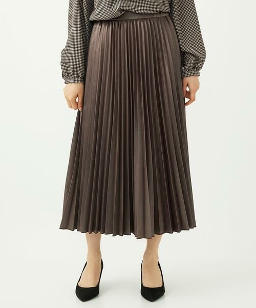 Maison de CINQ / メゾン ドゥ サンク ロング・マキシ丈スカート | 【小さいサイズ】レザー調ランダムプリーツスカート/洗える | 詳細1