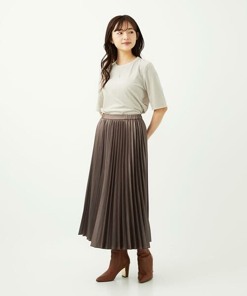 Maison de CINQ / メゾン ドゥ サンク ロング・マキシ丈スカート | 【小さいサイズ】レザー調ランダムプリーツスカート/洗える | 詳細22