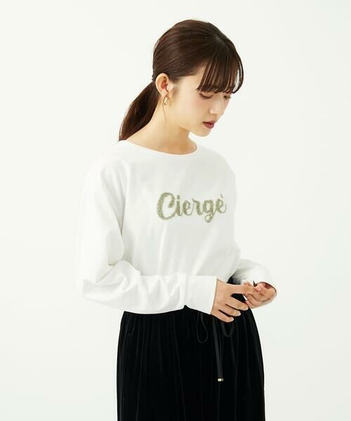 Maison de CINQ / メゾン ドゥ サンク カットソー | 【小さいサイズ】刺繍ロゴデザイン コットンロンT/洗える | 詳細1