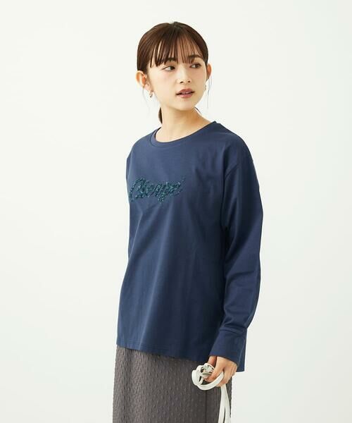 Maison de CINQ / メゾン ドゥ サンク カットソー | 【小さいサイズ】刺繍ロゴデザイン コットンロンT/洗える | 詳細2