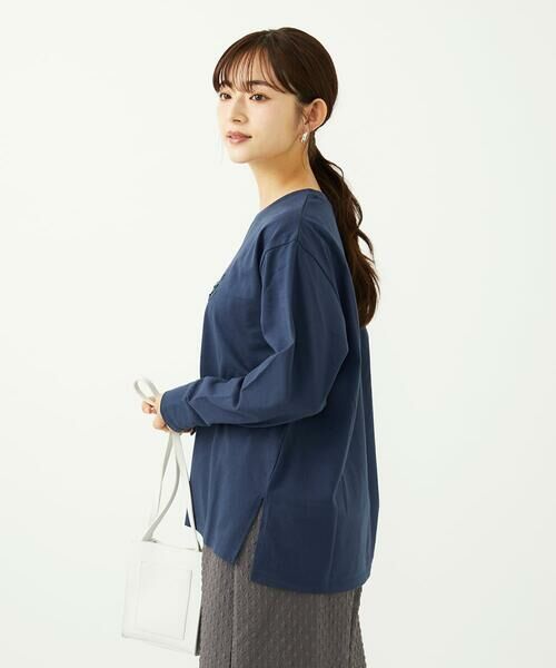 Maison de CINQ / メゾン ドゥ サンク カットソー | 【小さいサイズ】刺繍ロゴデザイン コットンロンT/洗える | 詳細3