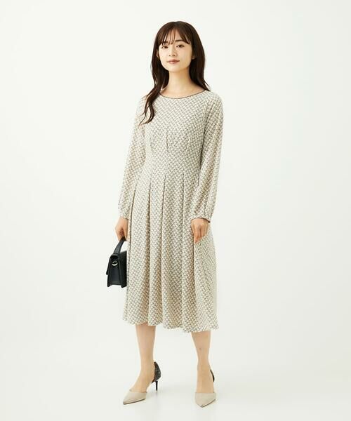 Maison de CINQ / メゾン ドゥ サンク ロング・マキシ丈ワンピース | 【小さいサイズ】タックデザイン幾何柄ワンピース/洗濯機で洗える | 詳細14