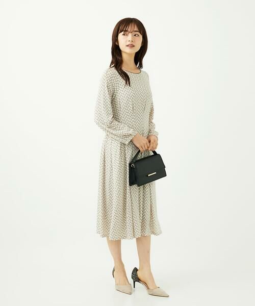 Maison de CINQ / メゾン ドゥ サンク ロング・マキシ丈ワンピース | 【小さいサイズ】タックデザイン幾何柄ワンピース/洗濯機で洗える | 詳細16
