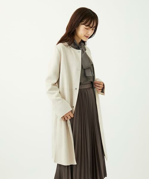 Maison de CINQ / メゾン ドゥ サンク ノーカラージャケット | 【小さいサイズ】フェイクスウェードノーカラーコート/洗える | 詳細1