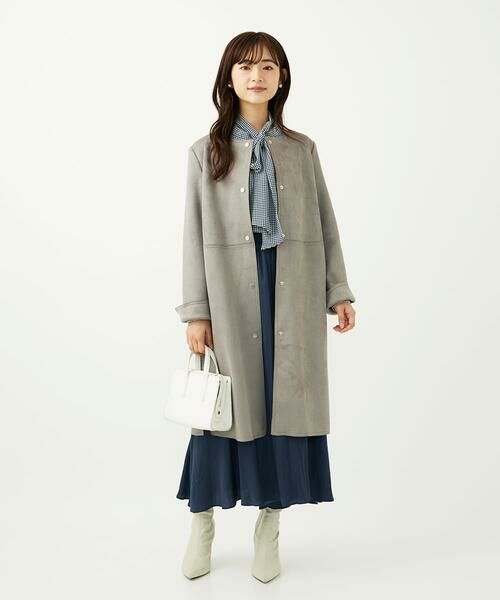 Maison de CINQ / メゾン ドゥ サンク ノーカラージャケット | 【小さいサイズ】フェイクスウェードノーカラーコート/洗える | 詳細19