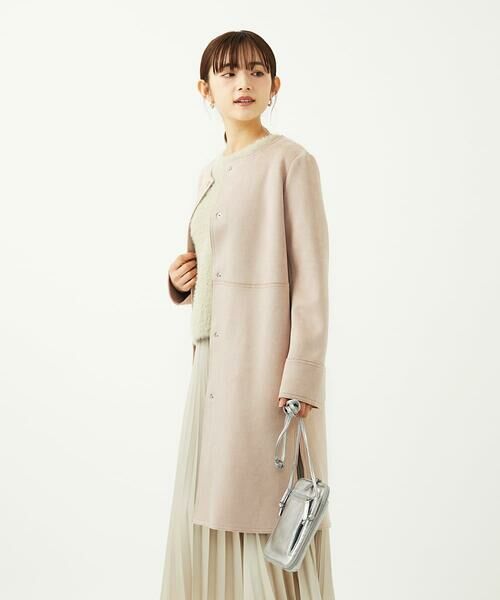 Maison de CINQ / メゾン ドゥ サンク ノーカラージャケット | 【小さいサイズ】フェイクスウェードノーカラーコート/洗える | 詳細2