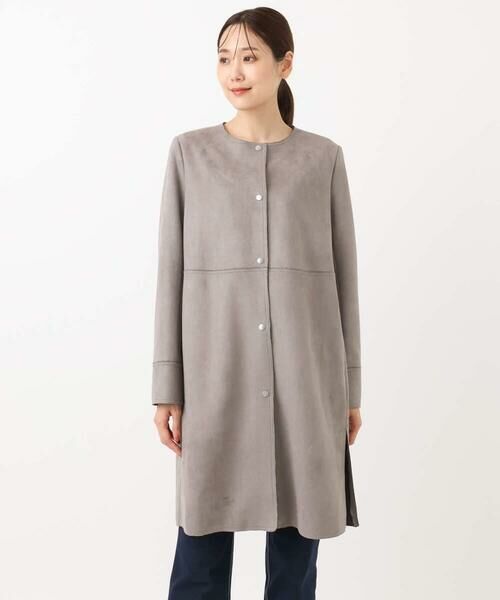 Maison de CINQ / メゾン ドゥ サンク ノーカラージャケット | 【小さいサイズ】フェイクスウェードノーカラーコート/洗える | 詳細4