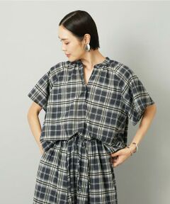 Maison de CINQ / メゾン ドゥ サンク シャツ・ブラウス | [小さいサイズ][セットアップ対応]ギャザーブラウス　シアーチェック柄