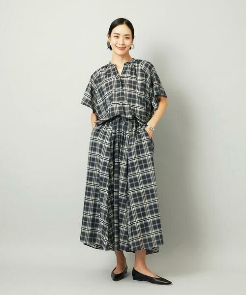 Maison de CINQ / メゾン ドゥ サンク シャツ・ブラウス | [小さいサイズ][セットアップ対応]ギャザーブラウス　シアーチェック柄 | 詳細14