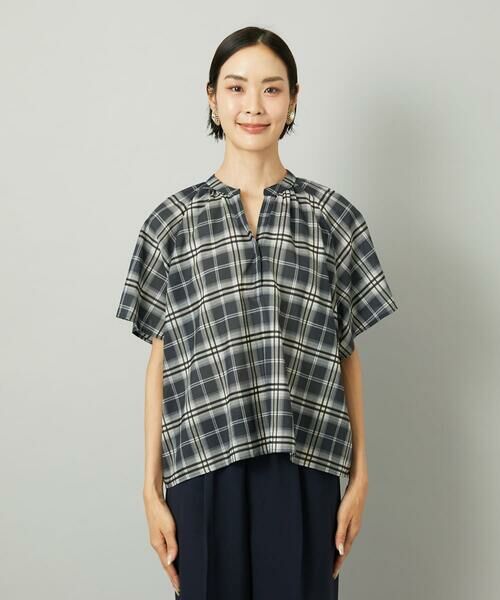 Maison de CINQ / メゾン ドゥ サンク シャツ・ブラウス | [小さいサイズ][セットアップ対応]ギャザーブラウス　シアーチェック柄 | 詳細5
