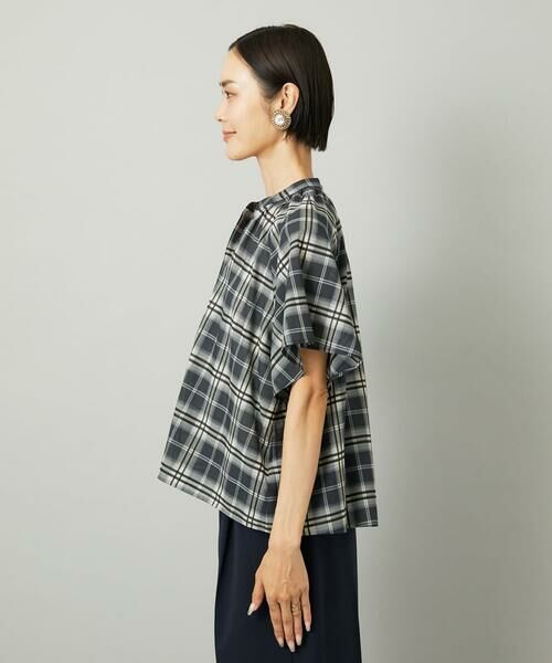 Maison de CINQ / メゾン ドゥ サンク シャツ・ブラウス | [小さいサイズ][セットアップ対応]ギャザーブラウス　シアーチェック柄 | 詳細6
