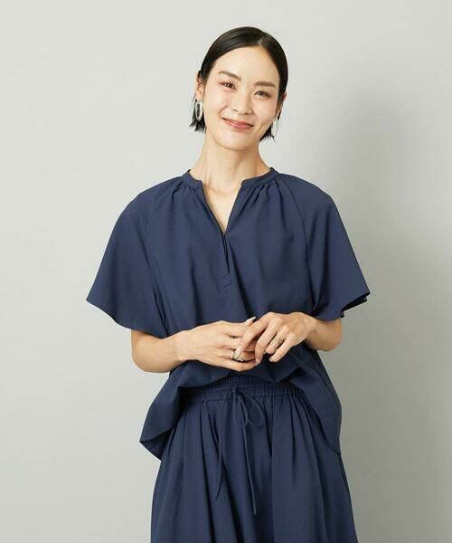 Maison de CINQ / メゾン ドゥ サンク シャツ・ブラウス | [小さいサイズ][セットアップ対応]ギャザーブラウス　サッカー無地 | 詳細3