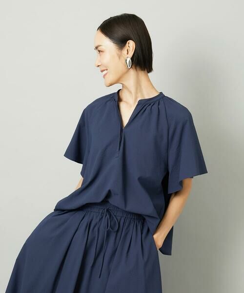 Maison de CINQ / メゾン ドゥ サンク シャツ・ブラウス | [小さいサイズ][セットアップ対応]ギャザーブラウス　サッカー無地 | 詳細5