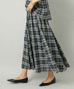 Maison de CINQ / メゾン ドゥ サンク ロング・マキシ丈スカート | [小さいサイズ][セットアップ対応]ギャザースカート　シアーチェック柄