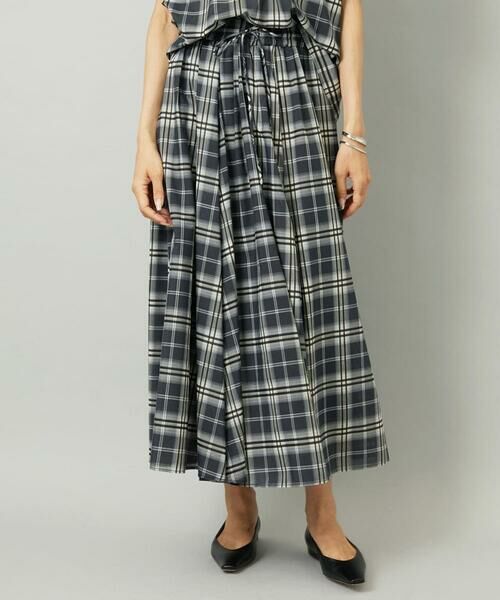 Maison de CINQ / メゾン ドゥ サンク ロング・マキシ丈スカート | [小さいサイズ][セットアップ対応]ギャザースカート　シアーチェック柄 | 詳細1