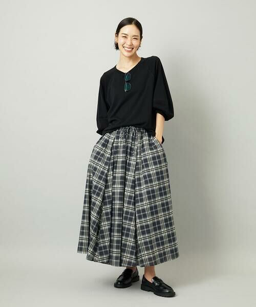 Maison de CINQ / メゾン ドゥ サンク ロング・マキシ丈スカート | [小さいサイズ][セットアップ対応]ギャザースカート　シアーチェック柄 | 詳細14