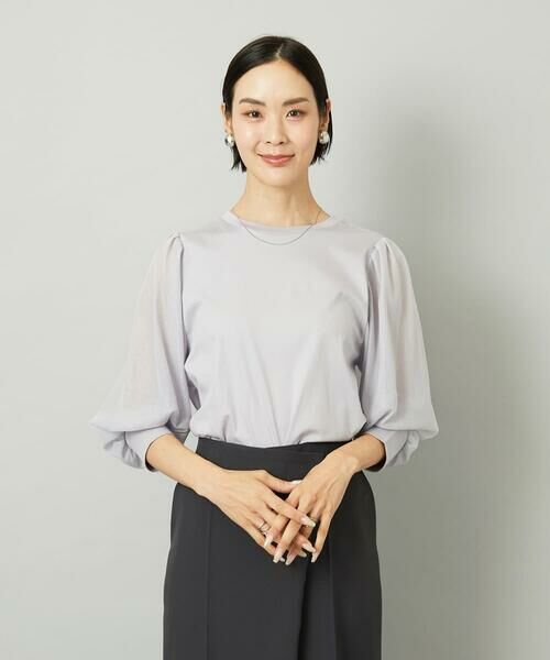 Maison de CINQ / メゾン ドゥ サンク カットソー | [小さいサイズ]ラメチュールスリーブ異素材カットソー | 詳細1