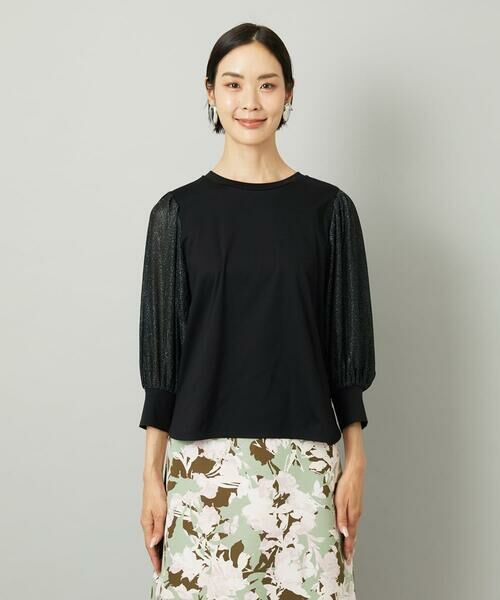 Maison de CINQ / メゾン ドゥ サンク カットソー | [小さいサイズ]ラメチュールスリーブ異素材カットソー | 詳細5