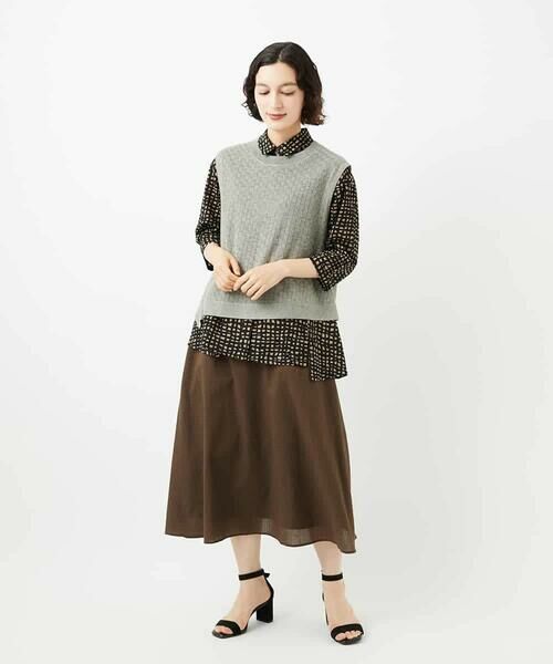 Maison de CINQ / メゾン ドゥ サンク シャツ・ブラウス | [日本製]ミラクルウェーブブロックプリントブラウス | 詳細23