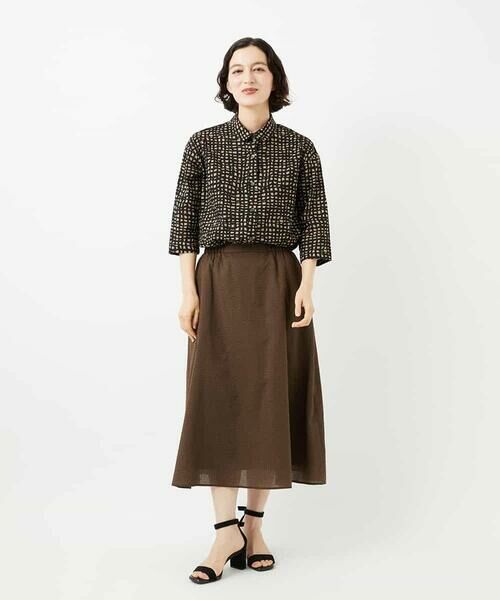 Maison de CINQ / メゾン ドゥ サンク シャツ・ブラウス | [日本製]ミラクルウェーブブロックプリントブラウス | 詳細25