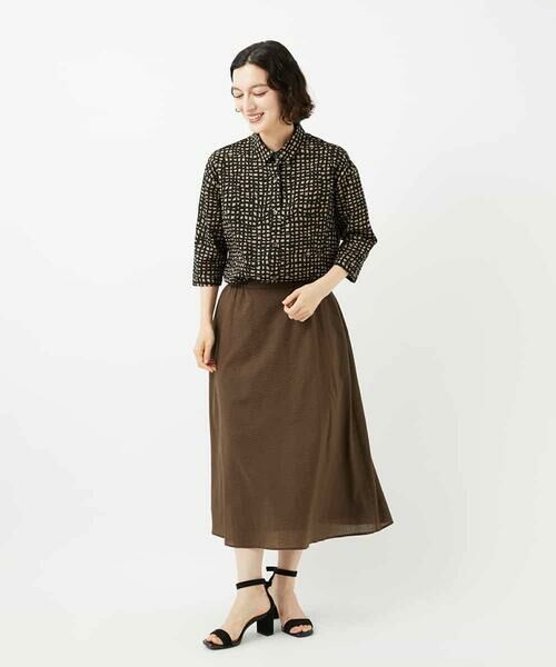 Maison de CINQ / メゾン ドゥ サンク シャツ・ブラウス | [日本製]ミラクルウェーブブロックプリントブラウス | 詳細27