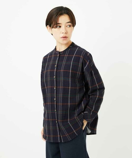 Maison de CINQ / メゾン ドゥ サンク シャツ・ブラウス | [日本製]二重織チェック前開きブラウス | 詳細1