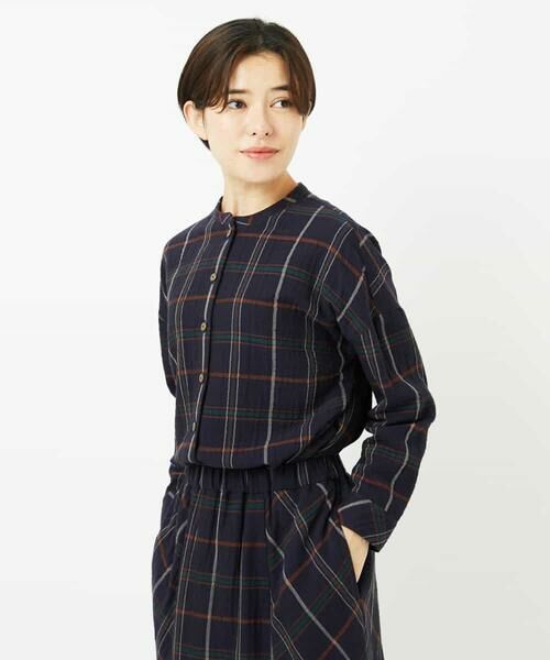 Maison de CINQ / メゾン ドゥ サンク シャツ・ブラウス | [日本製]二重織チェック前開きブラウス | 詳細3