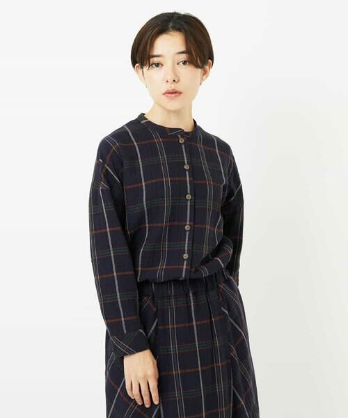 Maison de CINQ / メゾン ドゥ サンク シャツ・ブラウス | [日本製]二重織チェック前開きブラウス | 詳細5