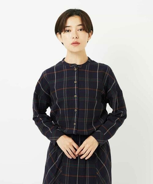 Maison de CINQ / メゾン ドゥ サンク シャツ・ブラウス | [日本製]二重織チェック前開きブラウス | 詳細6