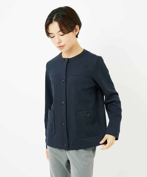 Maison de CINQ / メゾン ドゥ サンク ノーカラージャケット | [セットアップ対応]デニムジャージーノーカラージャケット | 詳細10