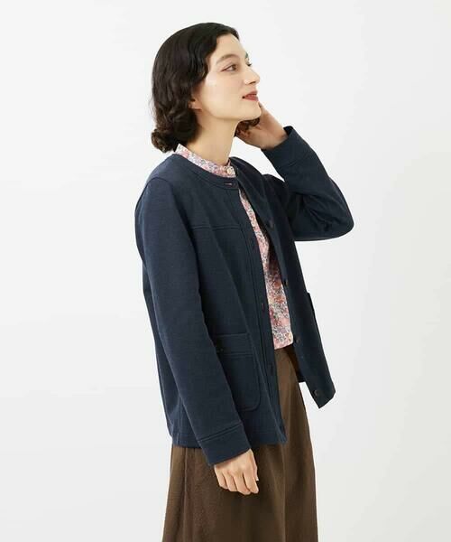 Maison de CINQ / メゾン ドゥ サンク ノーカラージャケット | [セットアップ対応]デニムジャージーノーカラージャケット | 詳細4